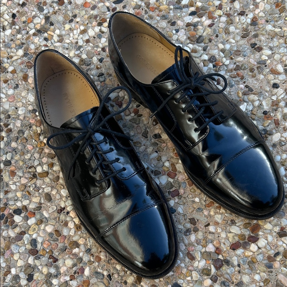 Cole Haan Shiny Black Leather Oxfords men’s Size 12 D